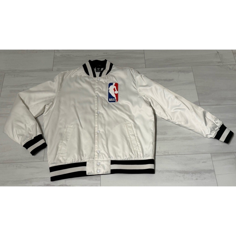 Rare Nike SB x NBA Satin Bomber Jacket White XL White Logo EUC